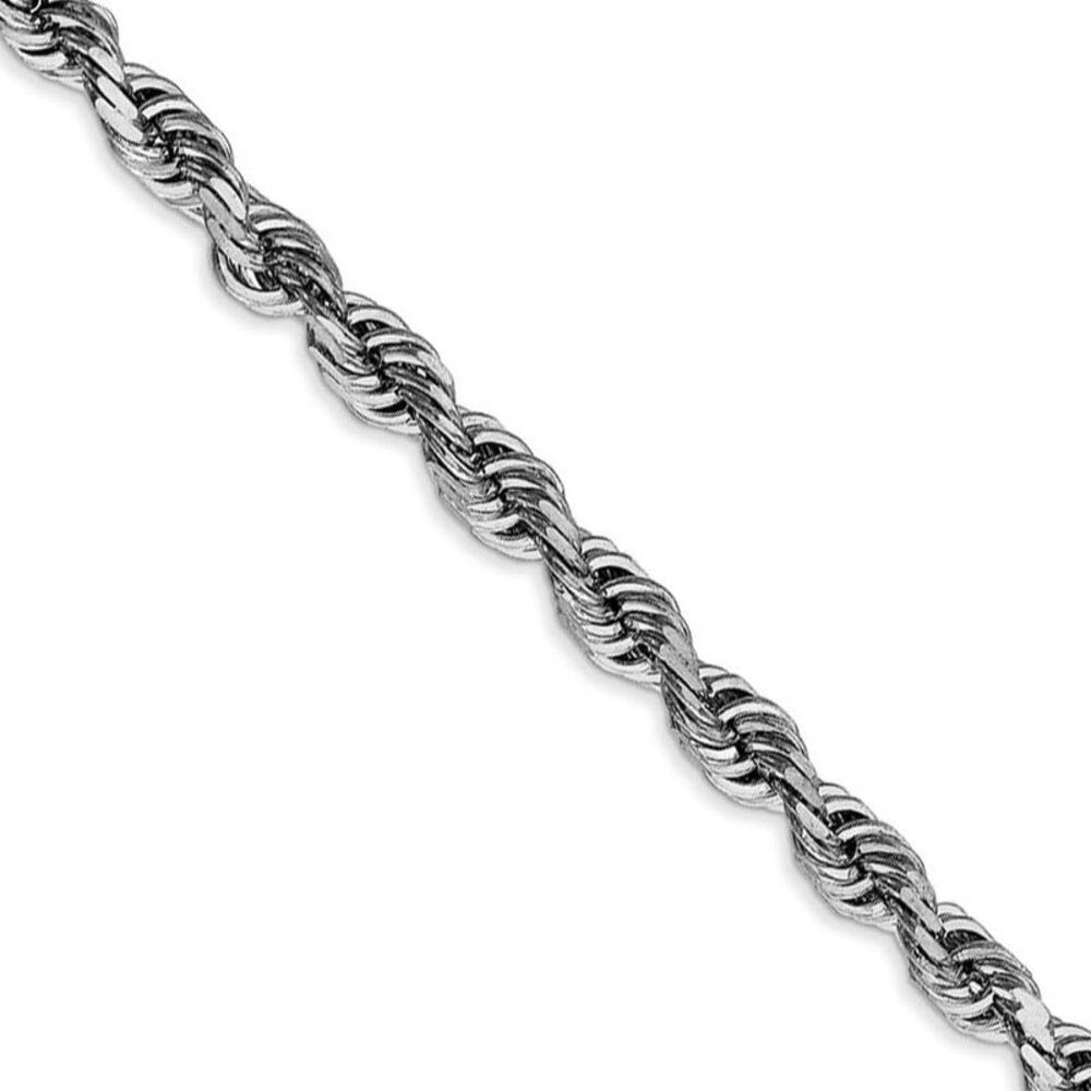 4.5mm, 14k White Gold D/C Quadruple Rope Chain Necklace, 24 Inch